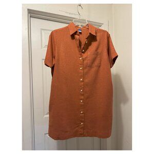 Old Navy Rust Linen Blend Shirt Dress Cotton Size Small